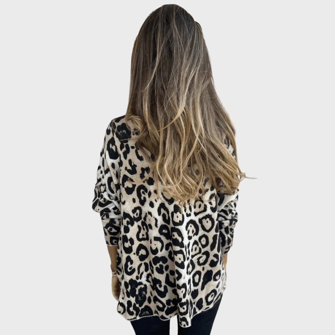Sophie | Autumn Lightweight Top with Leopard Print