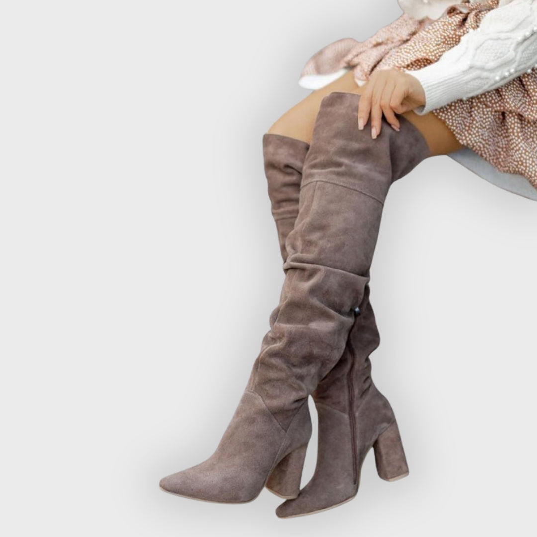 Audrey | Knee-High Heeled Boots Synthetic Leather 3-Inch Heel