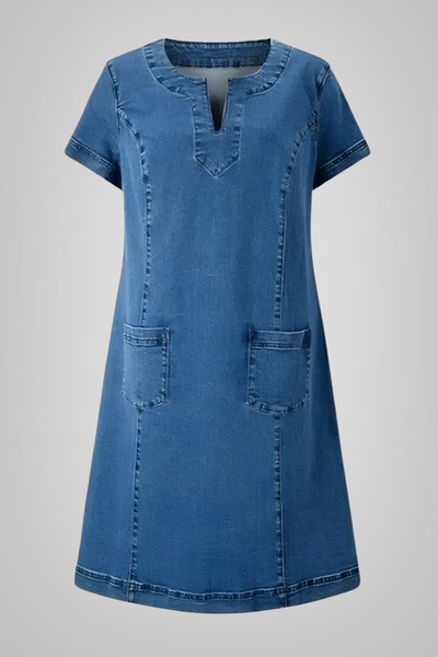 Sophie | Soft Denim Dress with Front Pockets