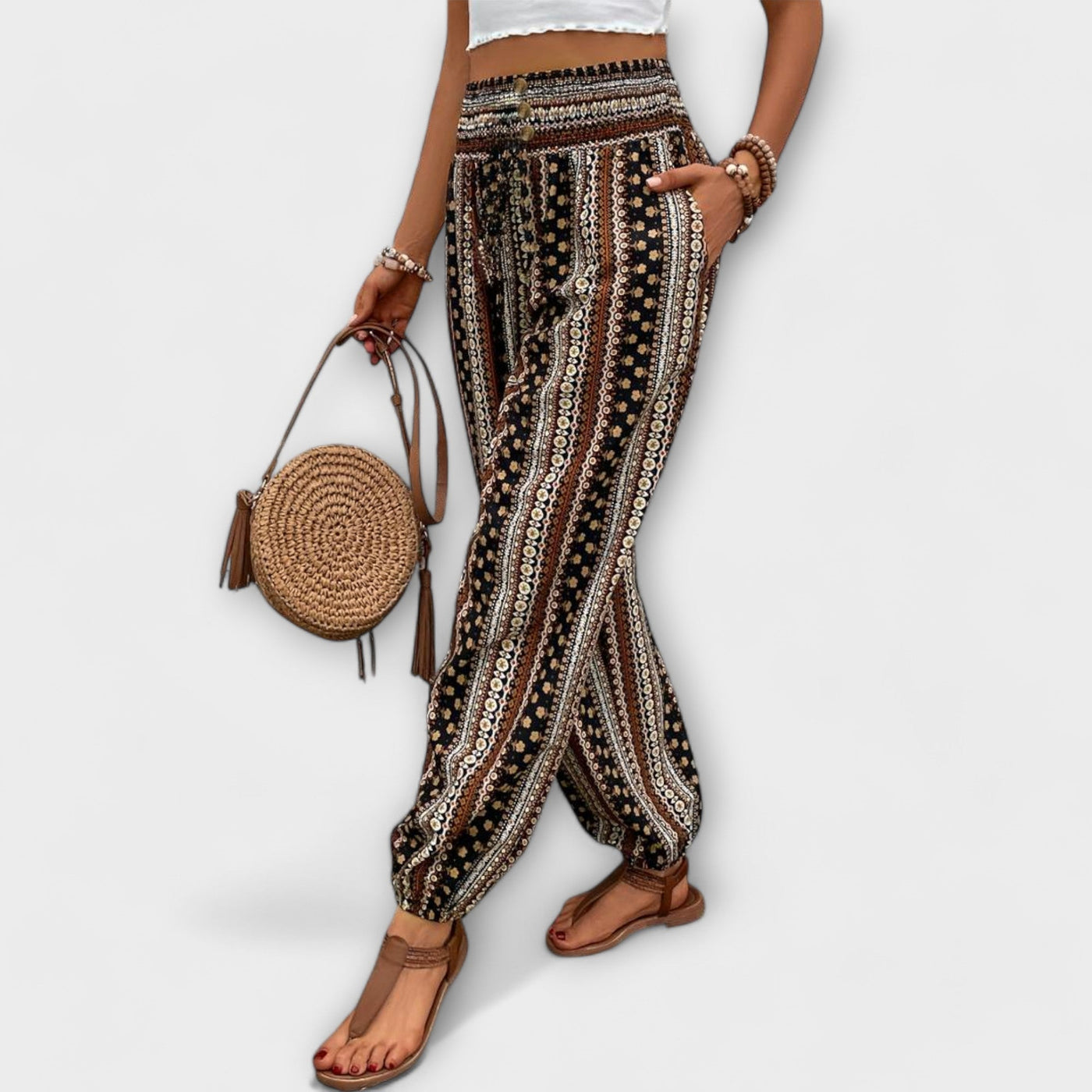 Amelia | Trousers With Ethnographic Folklore Pattern