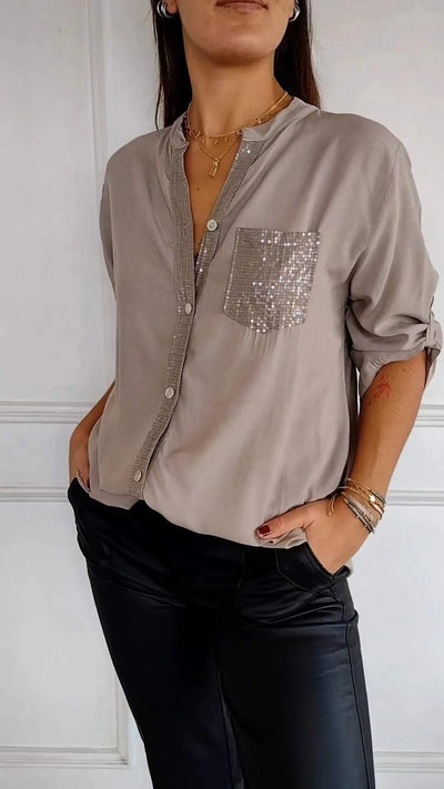 Sequin Pocket Glitter Blouse | Stylish Partywear for Women