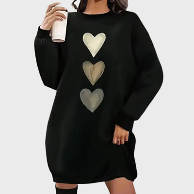 Edith | Heart Print Long Sleeve Sweatshirt