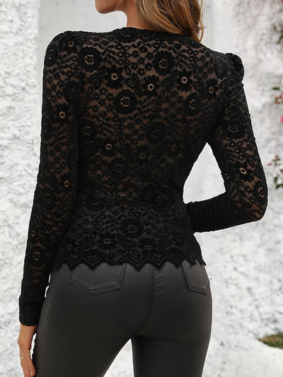 Isabelle | Elegant Long-Sleeve Lace Blouse for Women