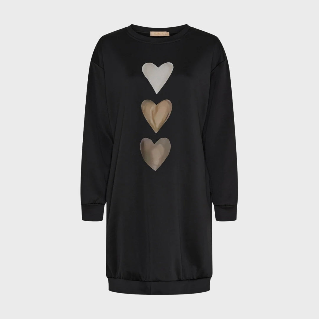 Edith | Heart Print Long Sleeve Sweatshirt