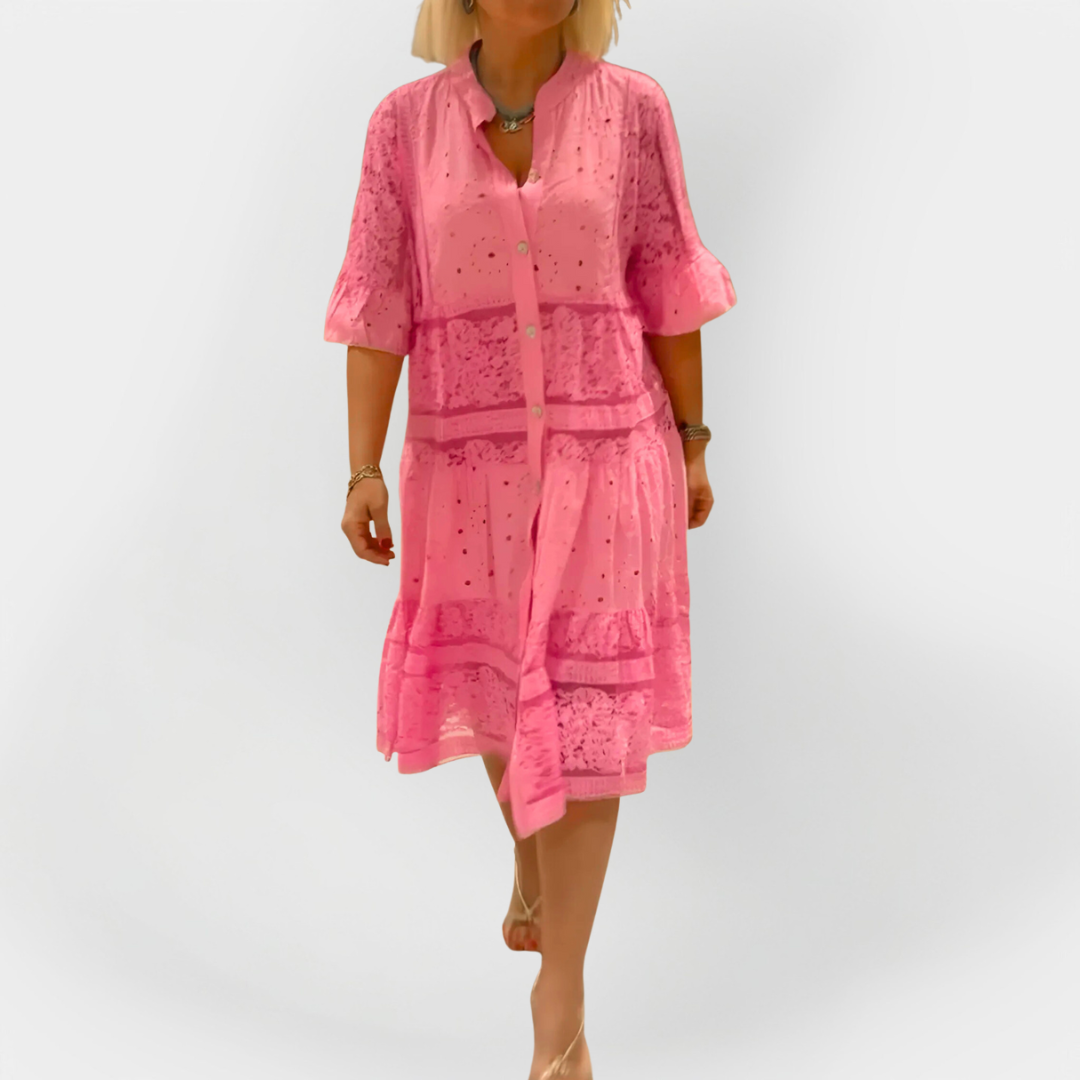 Christabella | Delicate Embroidered Lace Front Buttons