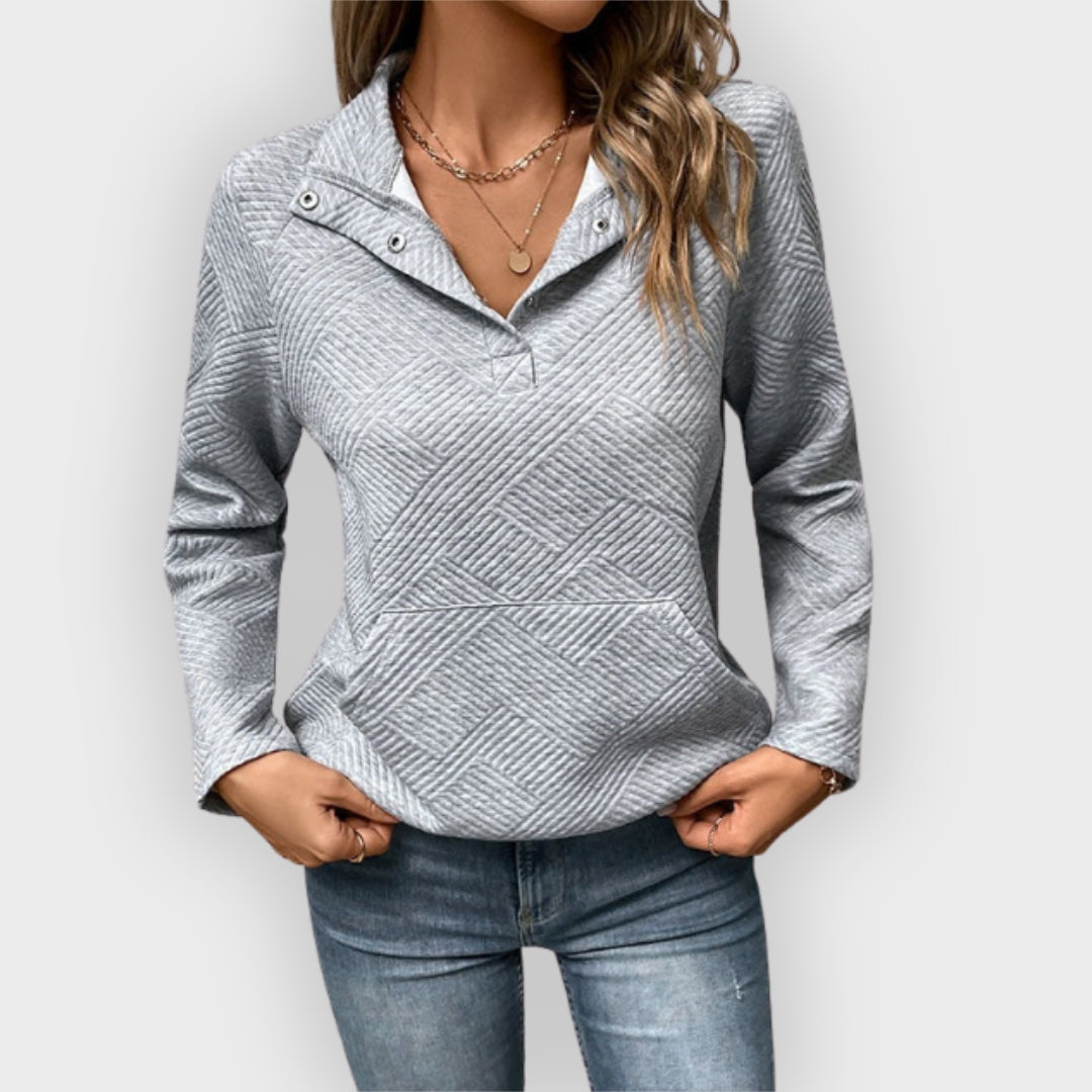 Autumn | Sweatshirt – Stand Collar with Snap Buttons