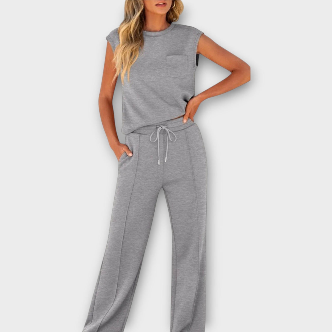 Alex | EnduringlyStylish Sleeveless Top Drawstring Trousers