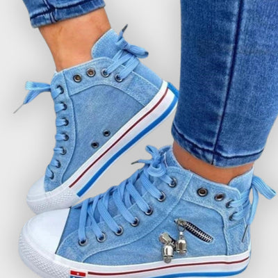 Harlow | High-Top Sneakers - Denim Fabric