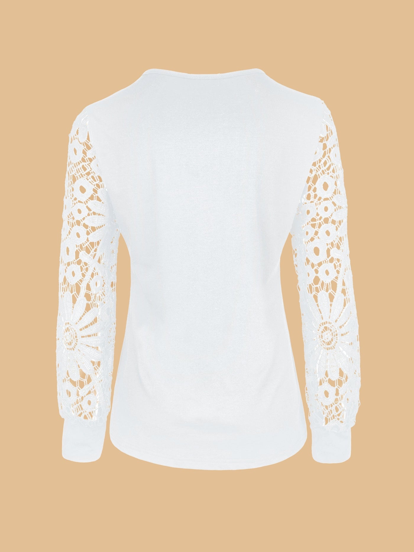 Women's Blouse - Long Lace Sleeves - Round Neck - Pintuck Detailing - Relaxed Fit