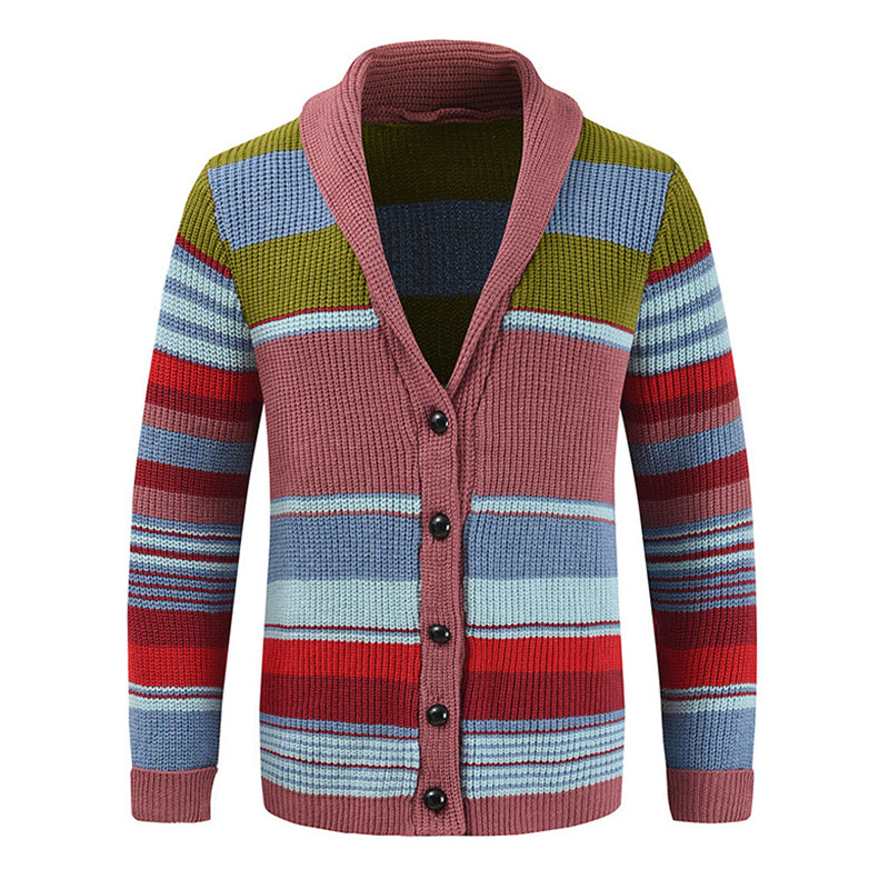 Men's Colourblock Lapel Sweater Jacket 02918584X | Last day 80% off!