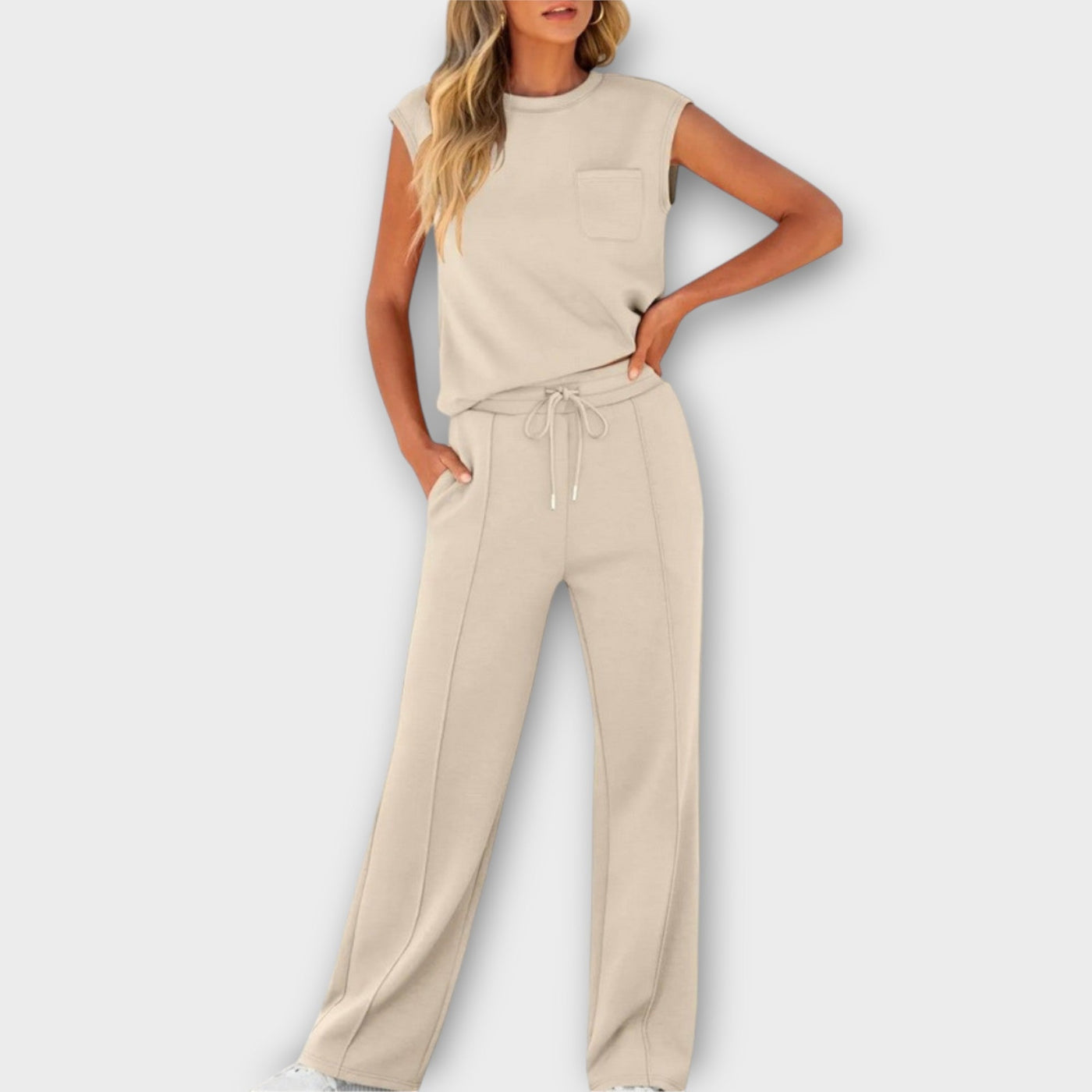 Alex | EnduringlyStylish Sleeveless Top Drawstring Trousers