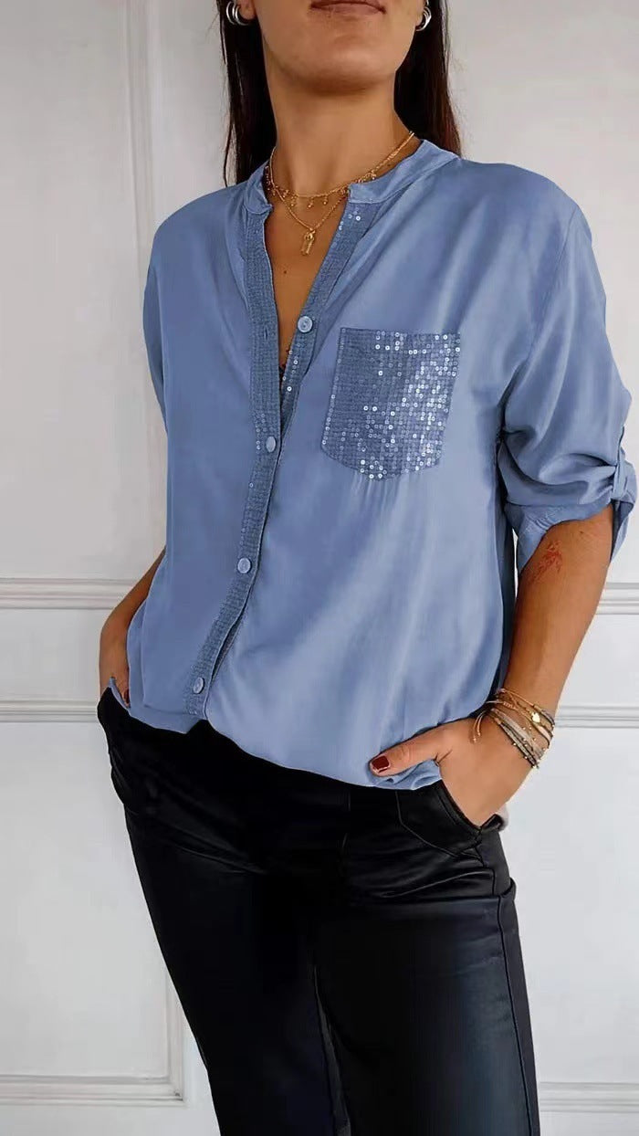 Sequin Pocket Glitter Blouse | Stylish Partywear for Women