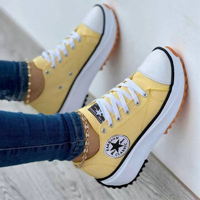 Women's Canvas Lace-Up Sneakers - Non-Slip, Breathable Casual Shoes for Everyday Wear