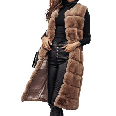Peyton | Faux Fur Vest - Long Sleeveless