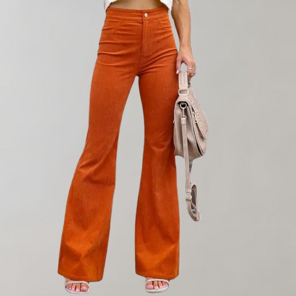 Women's High-Waisted Trousers - Flared Wide Leg - Elegant & Flattering Fit