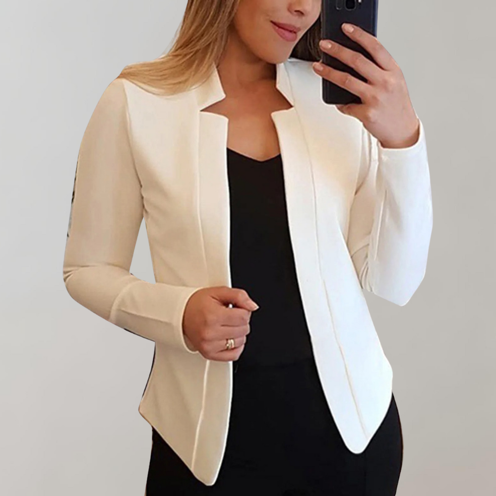 Women's Blazer - Tailored Fit - Open Front - Notched Lapel - Full Sleeve Versatile Wear