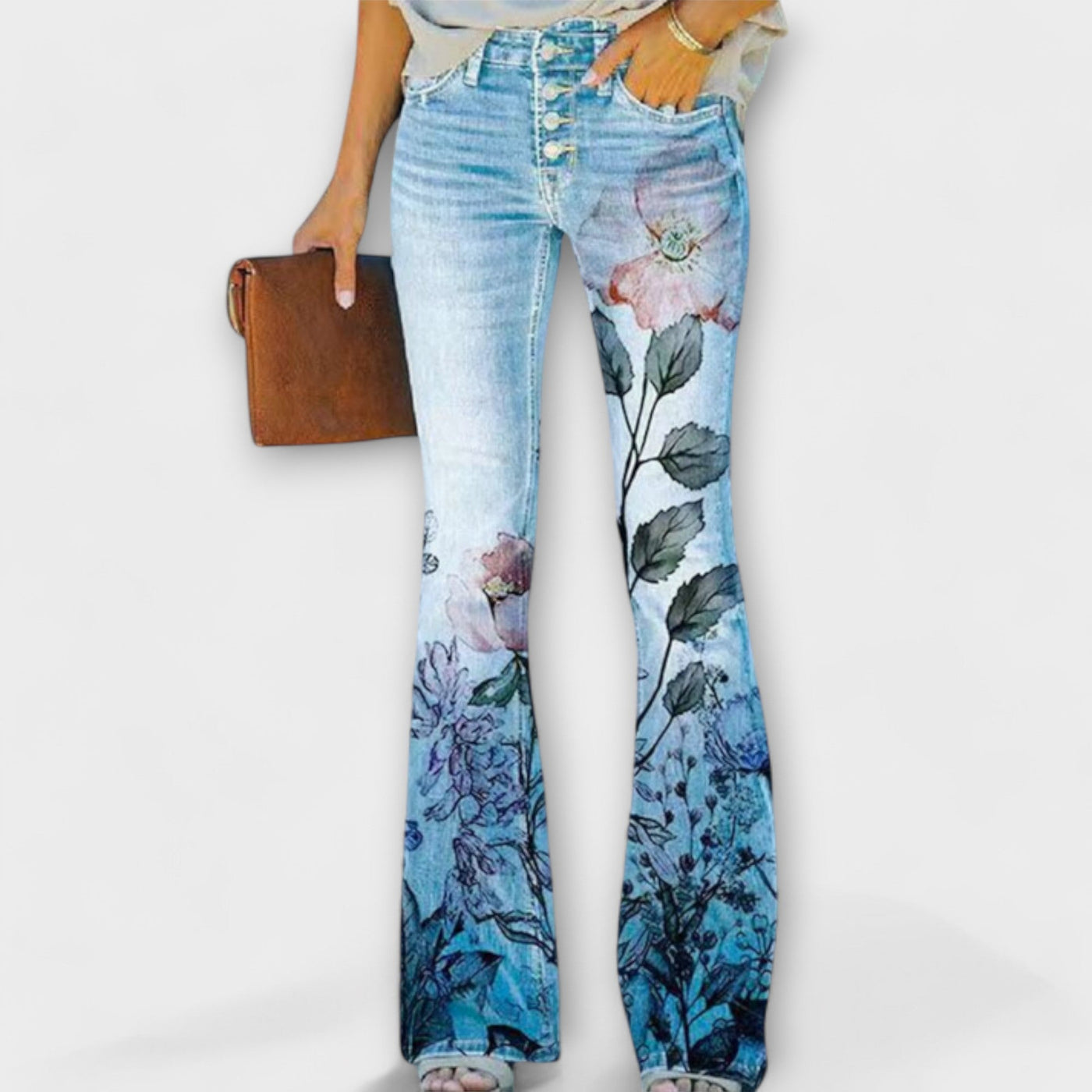Alex | Floral Patterned Wide Leg Trousers
