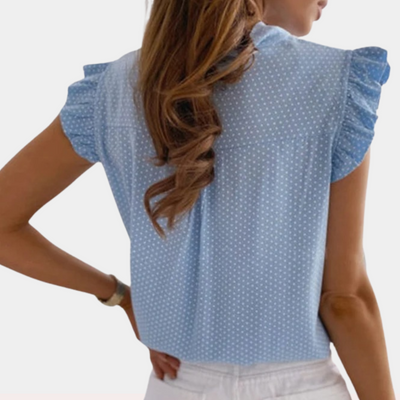Stylish Summer Blouse with Bow Collar - Lightweight and Breathable Fabric