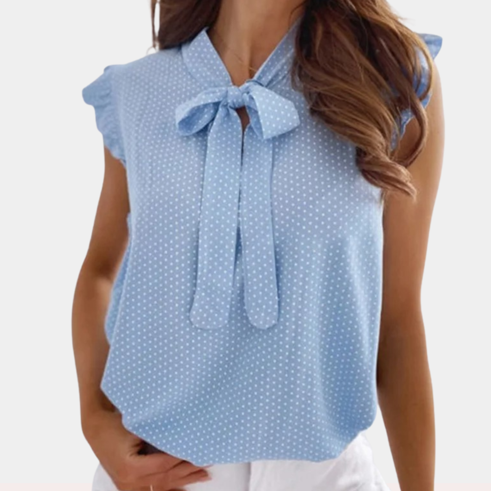 Stylish Summer Blouse with Bow Collar - Lightweight and Breathable Fabric