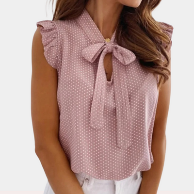 Stylish Summer Blouse with Bow Collar - Lightweight and Breathable Fabric