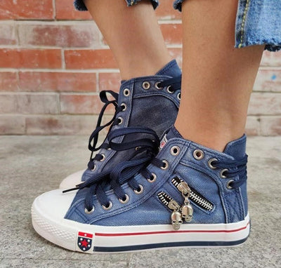 Harlow | High-Top Sneakers - Denim Fabric
