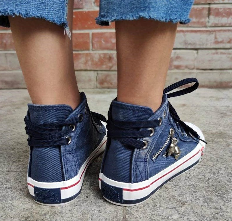 Harlow | High-Top Sneakers - Denim Fabric