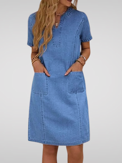 Sophie | Soft Denim Dress with Front Pockets