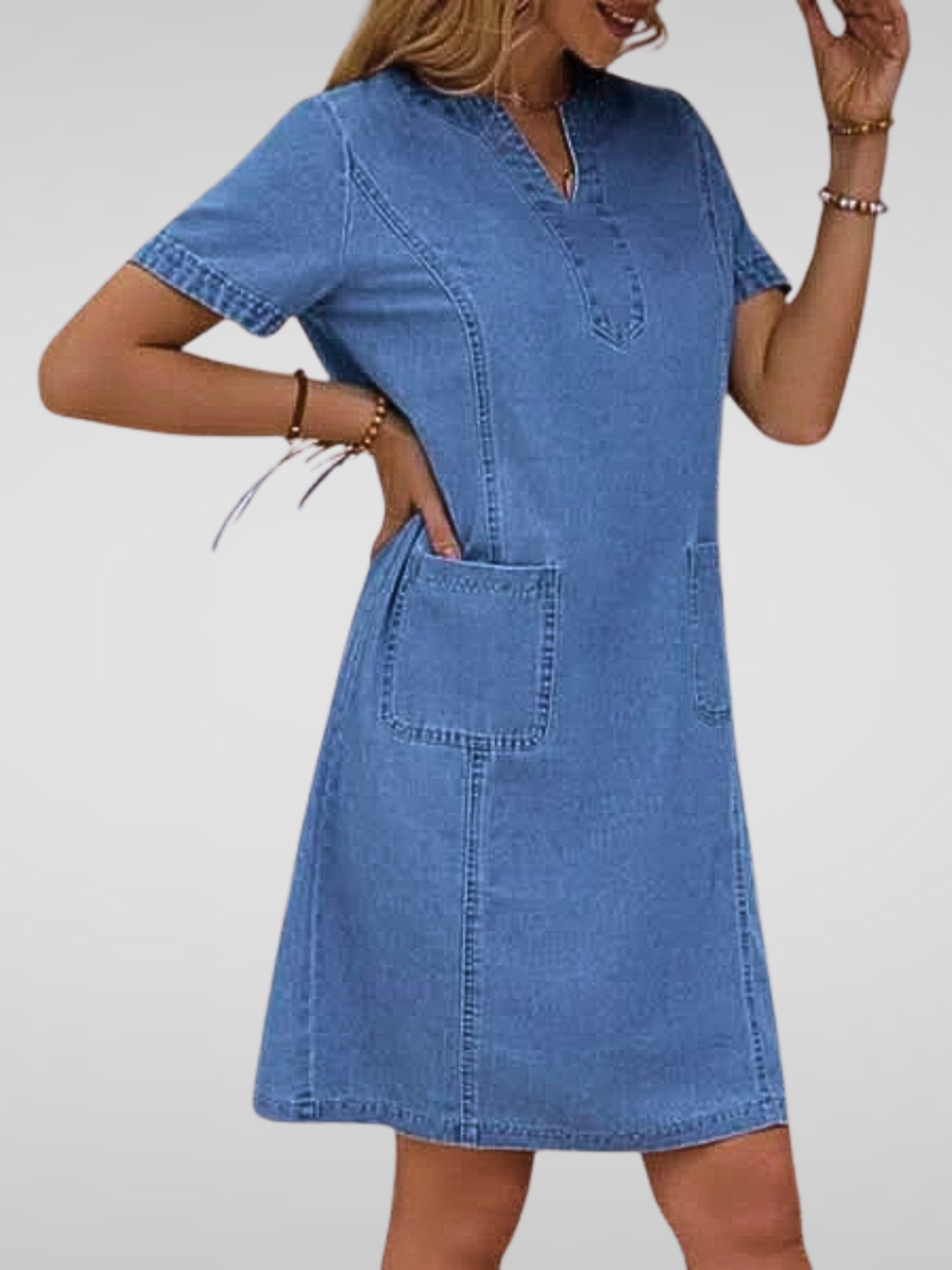 Sophie | Soft Denim Dress with Front Pockets