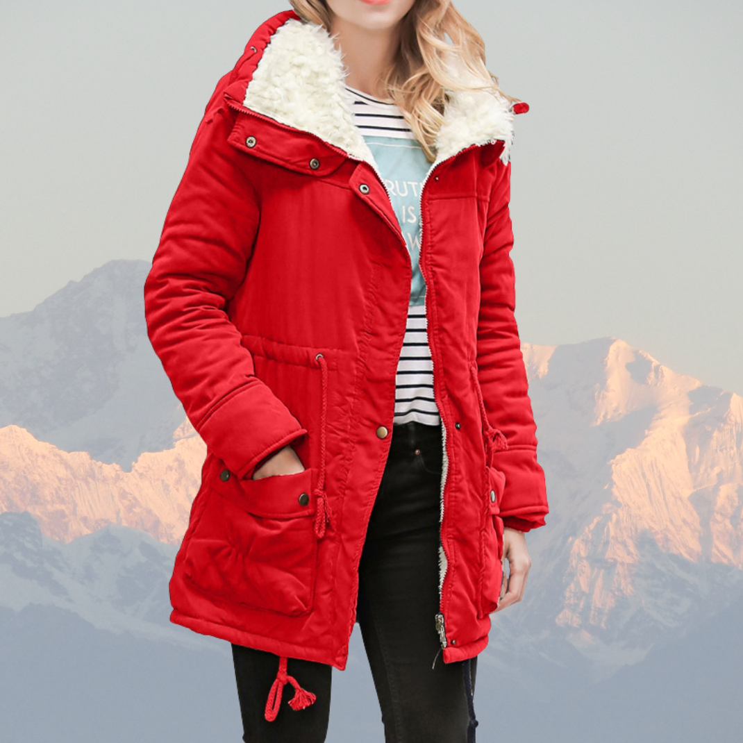 Women’s Parka Jacket – Water-Resistant – Plush Lined – Hooded – Adjustable Waist – Mid-Length