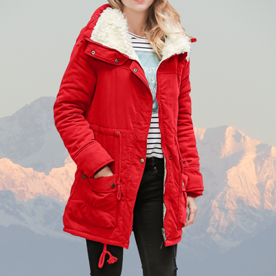 Women’s Parka Jacket – Water-Resistant – Plush Lined – Hooded – Adjustable Waist – Mid-Length