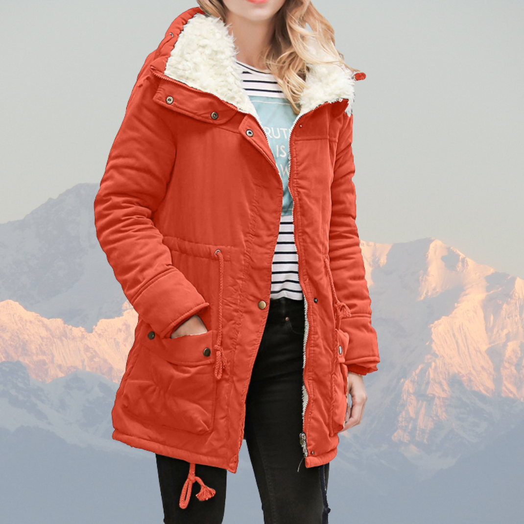 Women’s Parka Jacket – Water-Resistant – Plush Lined – Hooded – Adjustable Waist – Mid-Length