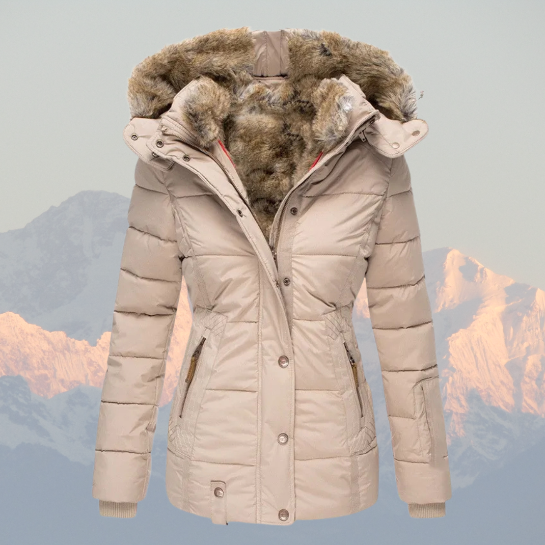 Women’s Down Puffer Jacket with Faux Fur Hood – Warm, Waterproof & Insulated Winter Coat