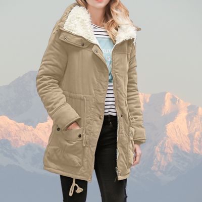 Women’s Parka Jacket – Water-Resistant – Plush Lined – Hooded – Adjustable Waist – Mid-Length