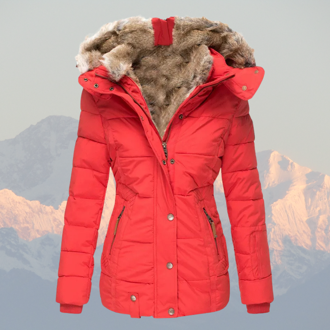 Women’s Down Puffer Jacket with Faux Fur Hood – Warm, Waterproof & Insulated Winter Coat