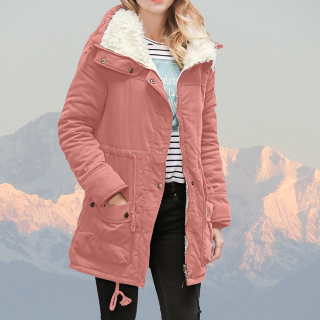Women’s Parka Jacket – Water-Resistant – Plush Lined – Hooded – Adjustable Waist – Mid-Length