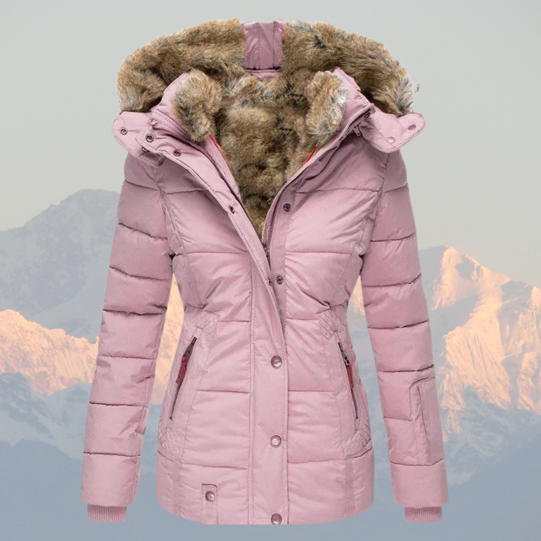 Women’s Down Puffer Jacket with Faux Fur Hood – Warm, Waterproof & Insulated Winter Coat