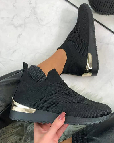 Khadija | High-Top Orthopedic Sneakers - Slip-On Knit Upper