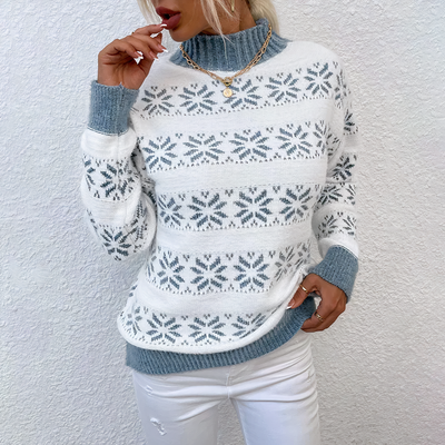 Hallie | Knitted Snowflake Turtleneck Sweater