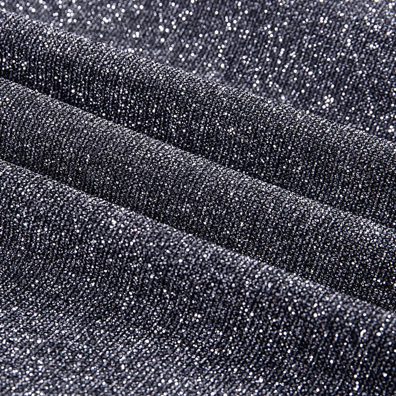 Women's High-Waisted Wide-Leg Trousers - Metallic Shimmer - Elegant Partywear