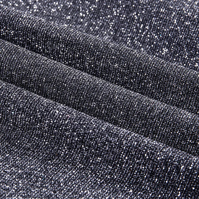 Women's High-Waisted Wide-Leg Trousers - Metallic Shimmer - Elegant Partywear