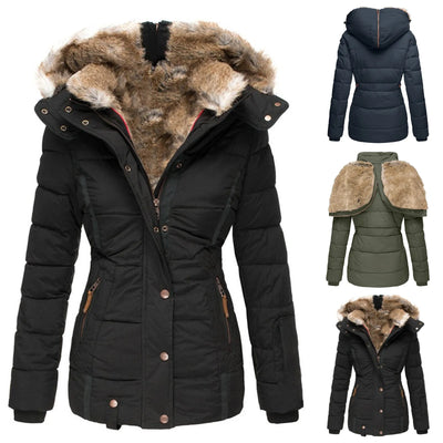 Women’s Down Puffer Jacket with Faux Fur Hood – Warm, Waterproof & Insulated Winter Coat