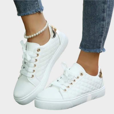 Morgan | Contemporary Quilted Gold Accent Trainers