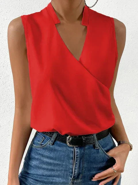 Women's Sleeveless V-Neck Printed Summer Blouse