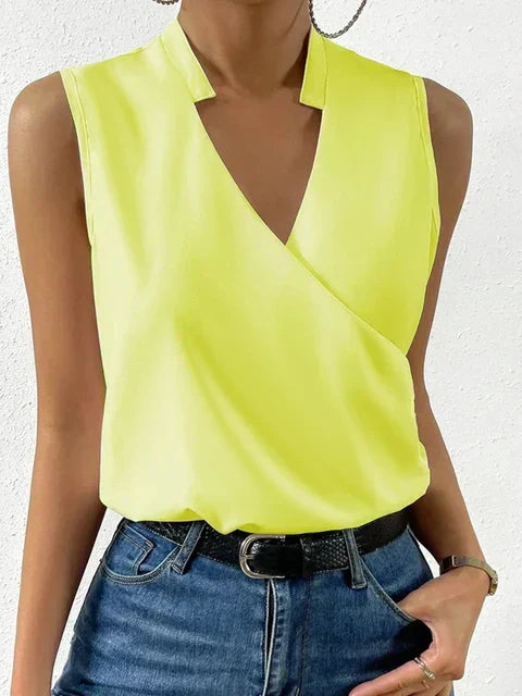 Women's Sleeveless V-Neck Printed Summer Blouse