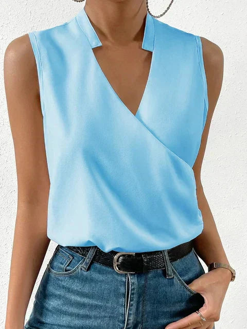 Women's Sleeveless V-Neck Printed Summer Blouse