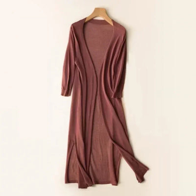 Lightweight Long Cardigan - Women's Open Front Sweater, Breathable Layer