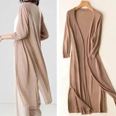 Lightweight Long Cardigan - Women's Open Front Sweater, Breathable Layer