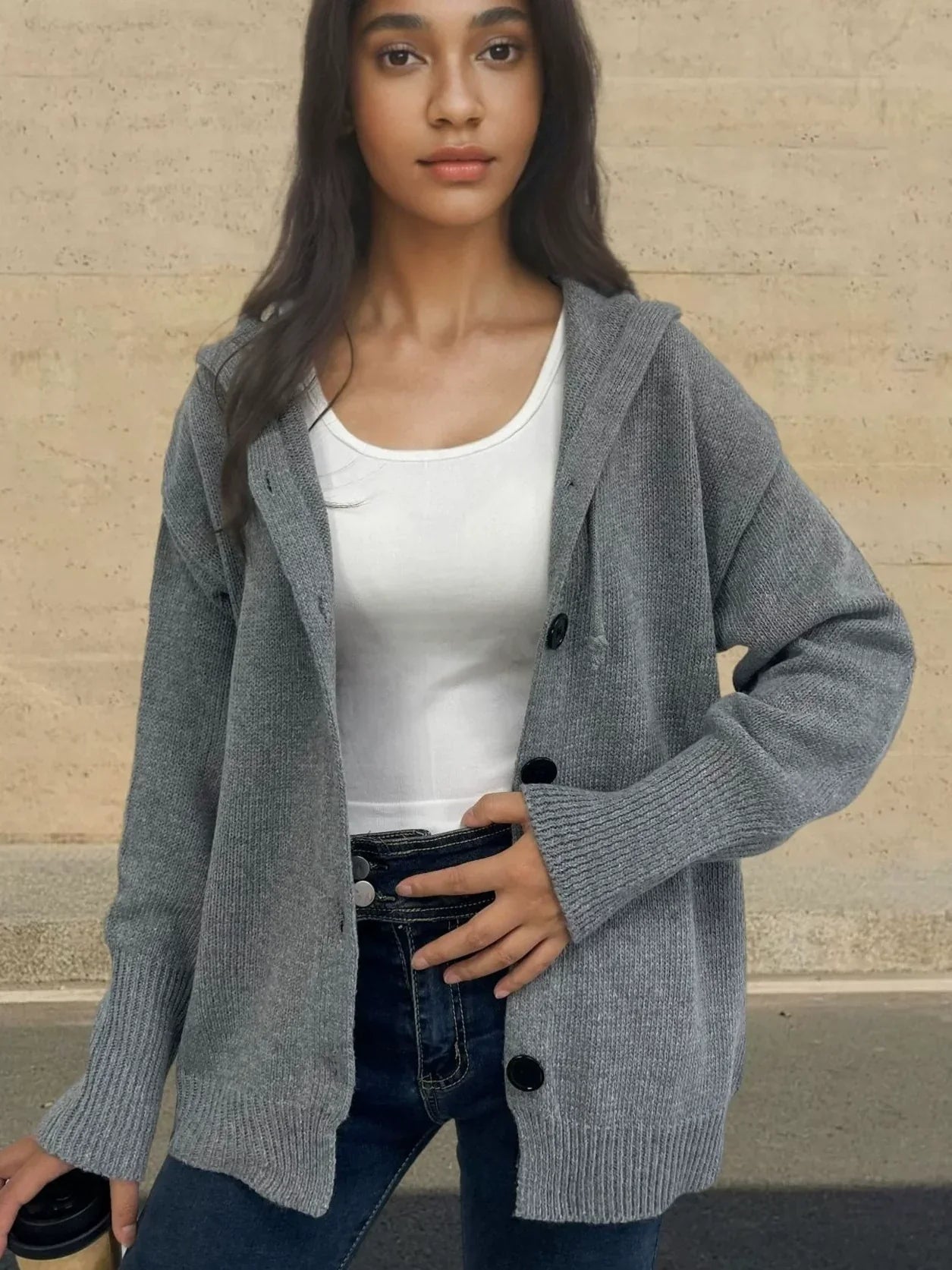 Esmae | Hooded Sweater – Ribbed Trim