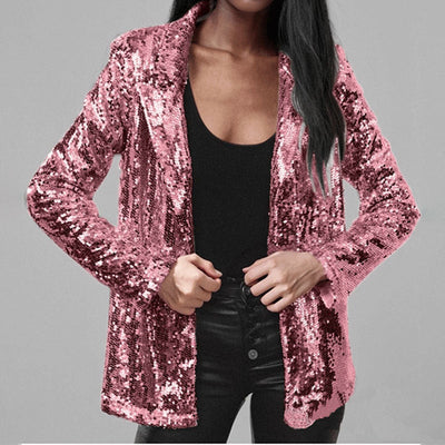 Women’s Blazer – Sequin Embellished – Tailored Fit – Open Front – Full Sleeve