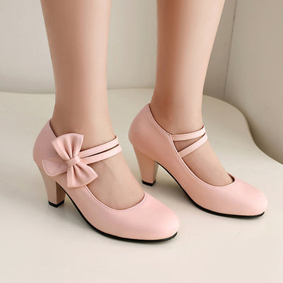 Women’s High Heel Shoes – Dual Strap – Bow Detail – Pointed Toe – Elegant Fit